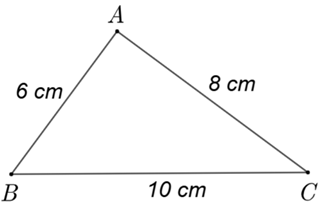 Cho tam giác \[ABC\] có độ dài ba cạnh \[AB = 6{\rm{ cm}},{\rm{ }}BC = 8{\rm{ cm}},{\rm{ }}AC = 10{\rm{ cm}}.\] Khẳng định nào sau đây là đúng? (ảnh 1)