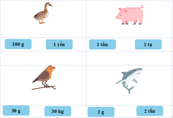 Nối để chọn số đo phù hợp với cân nặng của mỗi  (ảnh 1)