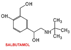 Salbutamol (còn gọi là albuterol) thường được biết đến qua tên biệt dược thông dụng Ventolin, là thuốc có tác dụng giãn khí quản giúp điều trị các bệnh lý hô hấp do co thắt đường dẫn khí như hen phế quản, cơn hen cấp, viêm phế quản mãn tính, bệnh phổi tắc nghẽn mãn tính. Salbutamol có công thức cấu tạo thu gọn như sau:  a). Công thức phân tử của Salbutamol là C13H23O3N.  b). Số liên kết σ (sigma) trong phân tử Salbutamol là 37.  c). Salbutamol tham gia phản ứng thế vòng thơm khi tác dụng với bromine.  d). Salbutamol tác dụng với NaOH tối đa theo tỉ lệ mol 1:2. (ảnh 1)