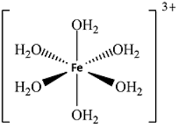 Cation [Fe(OH2)6]3+ là một phức chất có cấu tạo như hình bên:  Phát biểu nào sau đây không đúng? (ảnh 1)