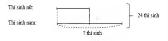 Trong phòng thi có 24 thí sinh. Biết số thí sinh nam bằng số thí sinh nữ. Số thí sinh nam trong phòng thi đó là (ảnh 1)