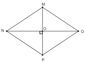 Cho hình thoi \[MNPQ\] có diện tích là \[48{\rm{ c}}{{\rm{m}}^{\rm{2}}}{\rm{.}}\] Gọi \[O\] là giao điểm của hai đường chéo. Tính diện tích tam giác \[MON\] (đơn vị: \({\rm{c}}{{\rm{m}}^{\rm{2}}}).\) (ảnh 1)