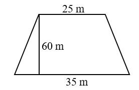 Diện tích hình thang dưới đây là:    	A. 1187,5 m2	B. 1 250 m2	C. 1 800 m2	D. 1 300 cm2 (ảnh 1)