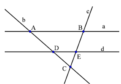 Cho hình vẽ sau.   a) Điểm \(A\) thuộc các đường thẳng \(a,b.\)   b) Có hai bộ ba điểm thẳng hàng.   c) Có \(6\) đoạn thẳng trong hình vẽ trên.   d) Vẽ thêm một điểm \(M\) bất kì trên đường thẳng \(d\) (\(M\) khác các điểm đã cho) thì có thể vẽ được tổng cộng \(12\) đoạn thẳng từ các điểm \(A,B,C,D,E,M\). (ảnh 1)
