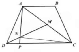 Cho hình thang ABCD (AB và CD là hai cạnh đáy), CD = 2 × AB.  Trên đoạn thẳng AC lấy điểm M sao cho AM = MC. Trên đoạn thẳng DM  lấy điểm N sao cho MN = 2 × DN. Kéo dài AN cắt DC tại P.  Biết diện tích hình tam giác ABC bằng 60cm.  1. Tính diện tích hình thang ABCD.  2. Tính diện tích tam giác DNP.   (ảnh 1)