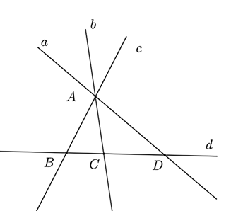 Cho hình vẽ sau:    a) Điểm \(A\) thuộc các đường thẳng \(a,b,c\).   b) Điểm \(A\) không thuộc đường thẳng \(d\).   c) Biết \(BC = 2,1{\rm{ cm}}{\rm{, }}CD = 2,8{\rm{ cm}}\). Khi đó, \(BD = 0,7{\rm{ cm}}{\rm{.}}\)   d) Trên đường thẳng \(d\) lấy thêm bốn điểm phân biệt \(M,N,P,Q\) không trùng với điểm \(B,C,D.\)  Khi đó, có tất cả \(8\) đoạn thẳng có thể vẽ được. (ảnh 1)