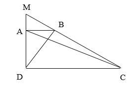 Cho hình thang vuông ABCD vuông góc tại A và D; AB =1/3  CD. Kéo dài DA và CB cắt nhau tại M. a) So sánh diện tích hai tam giác ABC và ADC. b) So sánh diện tích hai tam giác ABM và ACM. c) Diện tích hình thang ABCD bằng 64 cm2. Tính diện tích tam giác MBA. (ảnh 1)