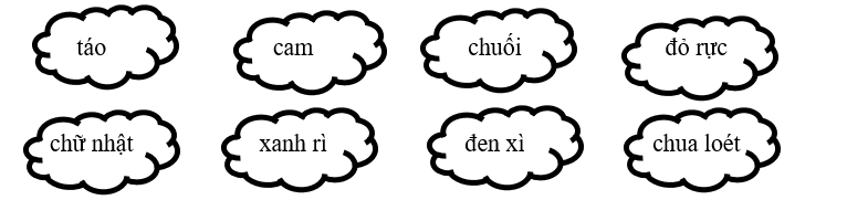 Em hãy tô màu vào từ chỉ màu sắc trong các từ sau: (ảnh 1)