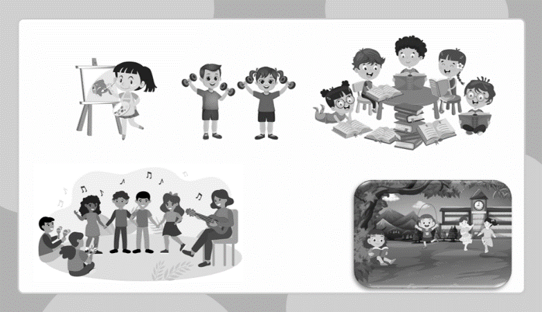 Quan sát tranh, em hãy nêu tên các hoạt động của bạn nhỏ dưới đây:  (ảnh 1)