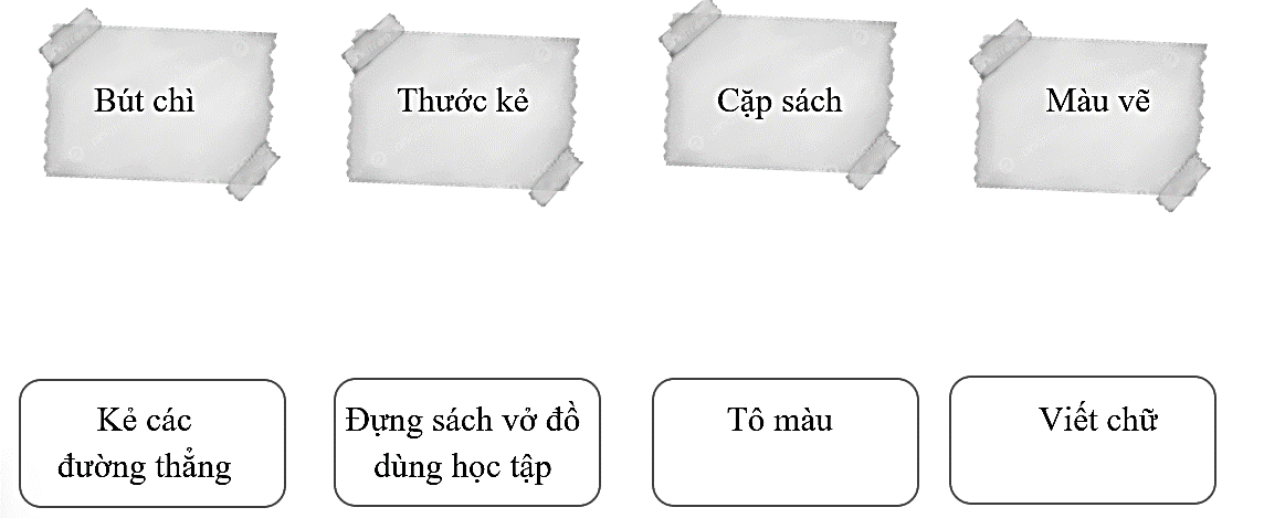 Em hãy nối những đồ dùng học tập với công dụng của chúng:  (ảnh 1)
