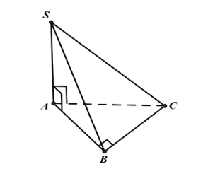 Cho hình chóp S.ABC có SA ^ (ABC) và AB ^ BC. Hình chóp có bao nhiêu mặt là tam giác vuông? (ảnh 1)