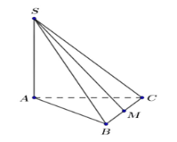 Cho hình chóp S.ABC có đáy ABC là tam giác vuông tại B, cạnh bên SA ^ (ABC). Gọi M là trung điểm của đoạn BC. Khẳng định nào dưới đây đúng?   (ảnh 1)