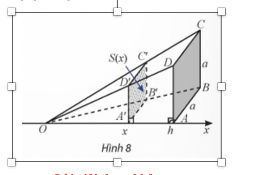 Trong không gian, cho hình chóp SO.A B C D có đáy là hình vuông cạnh a,OA thuộc (ABCD),OA = h. (ảnh 1)