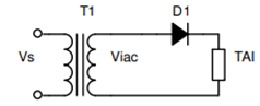 Nguồn áp xoay chiều dạng sinViac =\(220\sqrt 2 \)sin(100πt)[V] mắc nối tiếp với một tải điện trở R = 2Ω và một diode lý tưởng. Dòng trung bình qua diode lấy gần đúng là: (B) (ảnh 1)