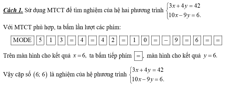 Cặp số nào sau đây là nghiệm của hệ phương trình { 3 x + 4 y = 42 10 x − 9 y = 6 ? (ảnh 1)