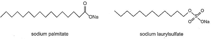 Cho công thức cấu tạo của các chất sau:   a. Sodium palmitate và sodium laurysulfate đều có đầu ưu nước gắn với đuôi kị nước. b. Sodium palmitate và sodium laurysulfate đều là thành phần chính của xà phòng. c. Sodium laurysulfate có đầu ưa nước là nhóm sulfate. d. Sodium palmitate và sodium laurysulfate đều tạo muối khó tan trong nước cứng. (ảnh 1)