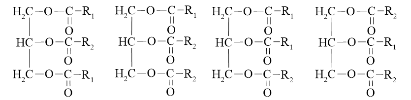 Số triglyceride thỏa mãn khi xà phòng hóa hoàn toàn thu được glycerol cùng hỗn hợp chỉ gồm muối của palmitic acid và stearic acid? (ảnh 1)