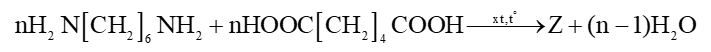  Polymer Z được tổng hợp theo phương trình hoá học sau:Polymer Z được điều chế bằng phản ứng (ảnh 1)