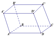 Cho hình hộp ABCD.A'B'C'D' (xem hình dưới), tổng của vectơ DA + DC + DD' là vectơ nào dưới đây? (ảnh 1)