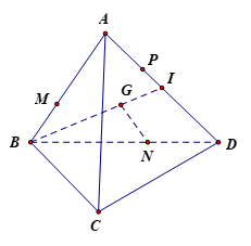 Cho tứ diện ABCD. Gọi G là trọng tâm của tam giác ABD, M thuộc cạnh AB sao cho AM = 2MB, N thuộc cạnh BD sao cho BD = 3DN, P thuộc cạnh AD sao cho   P A = 1 2 P D  . Khẳng định nào sau đây đúng? (ảnh 1)