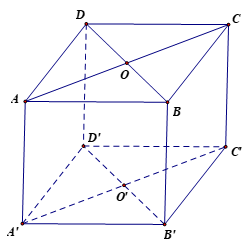 Cho hình lập phương ABCD.A'B'C'D'. Xét phép chiếu song song theo phương chiếu AA'.a) Hình chiếu của C' lên mặt phẳng (ABCD) là C.b) Hình chiếu của B lên mặt phẳng (A'B'C'D') là A'.c) Gọi O và (ảnh 1)