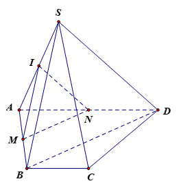 Cho hình chóp S.ABCD, ABCD là hình thang, AD // BC, có độ dài SA = 2024 cm. Gọi M, N lần lượt là trung điểm của AB, AD. Mặt phẳng (α) qua M, N và mặt phẳng (α) // (SBD) đồng thời mặt phẳng (α (ảnh 1)
