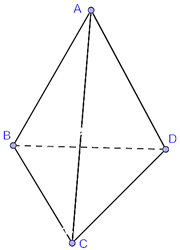 (Trả lời ngắn) Cho tứ diện ABCD. Tính AB.CD + AC.DB + AD.BC (ảnh 1)