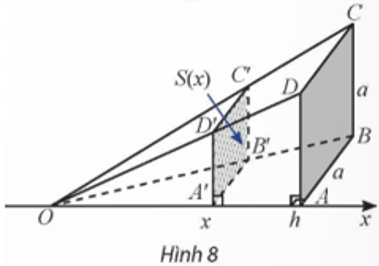 Trong không gian, cho hình chóp SO.A B C D có đáy là hình vuông cạnh a,OA thuộc (ABCD),OA = h. (ảnh 1)