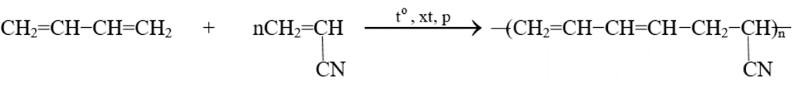 Cao su được sản xuất từ sản phẩm trùng hợp của buta-1,3-diene với CN−CH=CH2 có tên gọi thông thường là (ảnh 1)