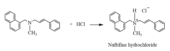 Naftifine là một chất có tác dụng chống nấm. Naftifine có cấu tạo như hình dưới:a) Naftifine là amine bậc ba.b) Naftifine thuộc loại arylamine.c) Tổng số nguyên tử carbon trong naftifine là 2 (ảnh 2)