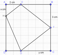 Cho một tấm nhôm hình vuông cạnh 6 cm. Người ta muốn cắt một hình thang như hình vẽ.  (ảnh 1)
