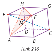 Cho hình hộp ABCD.EFGH. Điểm M  là trọng tâm của tam giác AFH (Hình 2.16).  (ảnh 1)