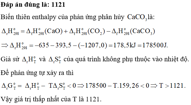 Để đánh giá mức độ tự diễn biến của một phản ứng tại nhiệt độ T, người ta dựa vào đại lượng biến thiên năng lượng tự (ảnh 1)