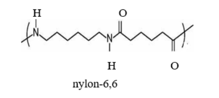 Tơ nylon-6,6 có tính dai, mềm, ít thấm nước nên được dùng để dệt vải may mặc, vải lót lốp xe, bện dây cáp, dây dù, đan lưới,... Một đoạn mạch của tơ nylon-6,6 có cấu tạo như sau: (ảnh 1)
