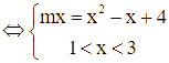 Cho phương trình ln(3x - mx + 1) = ln(-x^2 + 4x + 3) (ảnh 2)