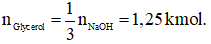 Để sản xuất m tấn xà phòng (có chứa 75% muối sodium của acid béo, còn lại là chất độn), người ta xà phòng hóa hoàn toàn 1 tấn chất béo trung tính bằng dung dịch chứa 150 kg NaOH vừa đủ. Xác định giá trị m (Làm tròn kết quả đến phần trăm) (ảnh 2)