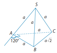 Cho hình chóp S.ABC có SA = SB = SC = AB = AC = a và BC = a căn 2. Tính góc giữa các vectơ SC và AB (ảnh 1)