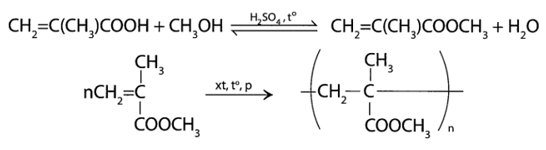 Từ methacrylic acid ( ) và methanol có thể điều chế được methyl methacrylate. Để tổng hợp được 100kg poly(methyl methacrylate) cần dùng bao nhiêu kg methacrylic acid? Biết hiệu suất phản ứng ester hóa đạt là 60% và phản ứng trùng hợp là 86%. (Kết quả làm tròn đến hàng phần mười) (ảnh 1)