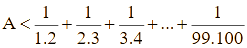 Cho A = 1/2^2 + 1/3^2 + 1/4^2 + + 1/100^2 (ảnh 1)