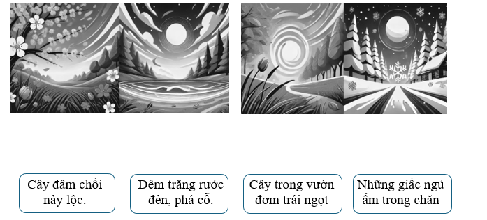 Em hãy nối hình ảnh các mùa ở cột bên trái với đặc trưng tương ứng của mùa đó ở cột bên phải sao cho phù hợp với nội dung của bài đọc: (ảnh 1)