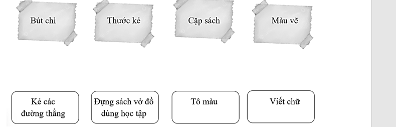 Em hãy nối những đồ dùng học tập với công dụng của chúng:  (ảnh 1)