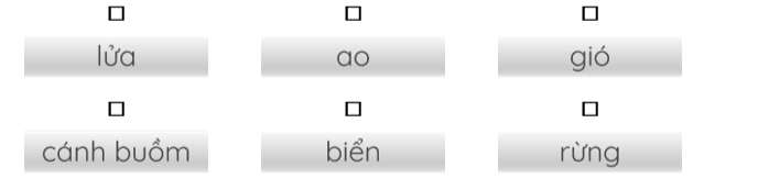 Sự vật nào sau đây không được nhắc đến trong khổ thơ thứ hai? Đánh dấu ☑ trước phương án trả lời đúng: (ảnh 1)