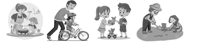 Quan sát tranh, em hãy nêu việc các bạn nhỏ làm cùng người thân.  (ảnh 1)