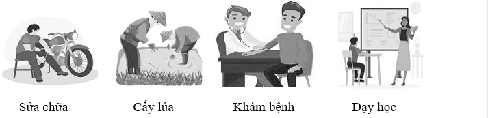 Em hãy gọi tên hoạt động của từng người trong các bức tranh sau: (ảnh 2)