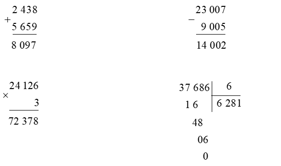 Đặt tính rồi tính:  2 438 + 5 659 (ảnh 1)