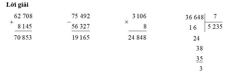 Đặt tính rồi tính:  62 708 + 8 145 (ảnh 1)