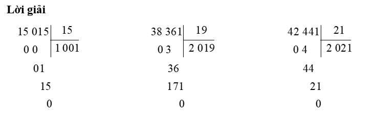 Đặt tính rồi tính:  15 015 : 15 (ảnh 1)