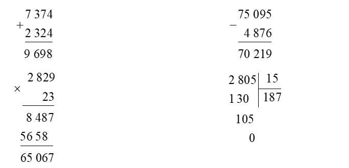 Đặt tính rồi tính:  7 374 + 2 324 (ảnh 1)