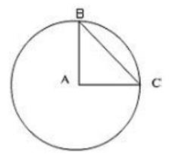 Tính diện tích hình tam giác vuông ABC. Trong hình vẽ bên, biết hình tròn tâm A có chu vi là 37,68 cm. (ảnh 1)