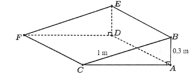 Góc giữa đường thẳng AB và mặt phẳng (ACFD) bằng 90°. (ảnh 1)
